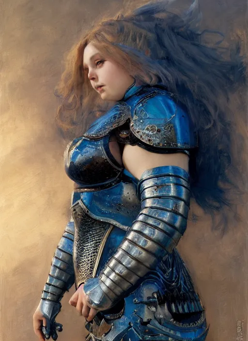 Prompt: beautiful blue - eyed mazzaratie monica bbw plumper big girl wearing tiny black medieval armour, detailed by gaston bussiere, bayard wu, greg rutkowski, giger, maxim verehin, greg rutkowski, masterpiece, sharp focus, cinematic lightning