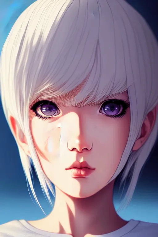portrait Anime girl, cute-fine-face, white-hair pretty | Stable Diffusion |  OpenArt