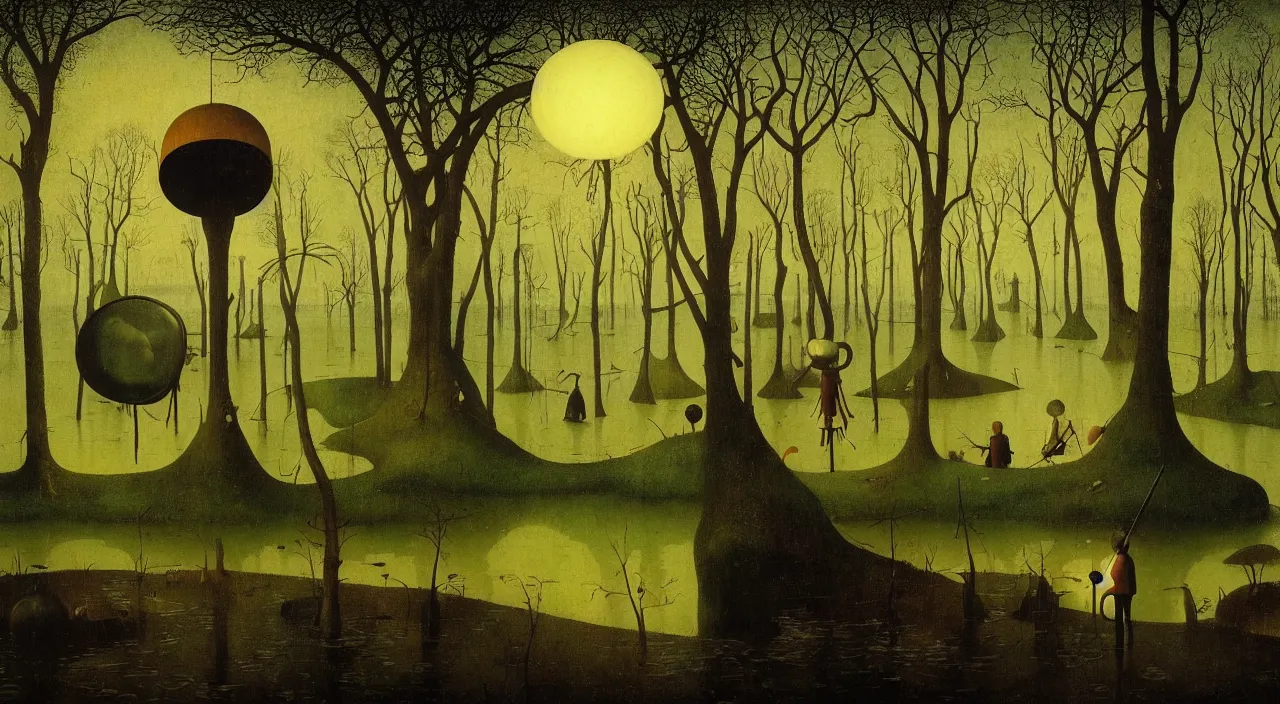 Prompt: single flooded simple!! fungus pole, very coherent and colorful high contrast masterpiece by franz sedlacek hieronymus bosch dean ellis simon stalenhag rene magritte gediminas pranckevicius, dark shadows, sunny day, hard lighting