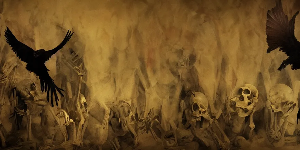 Image similar to biden in dante's inferno painting, crows, skeletons, crosses, dark beauty, rotten gold, perfect faces, extremely detailed, cinema 4 d, unreal engine.