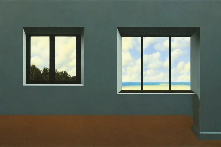 Image similar to the window by rene magritte, detailed painting, hd, hq, high resolution, high detail, 4 k, 8 k