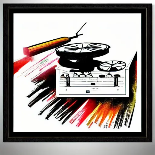 Prompt: painting of a dj mixing, trending on art station, deco art