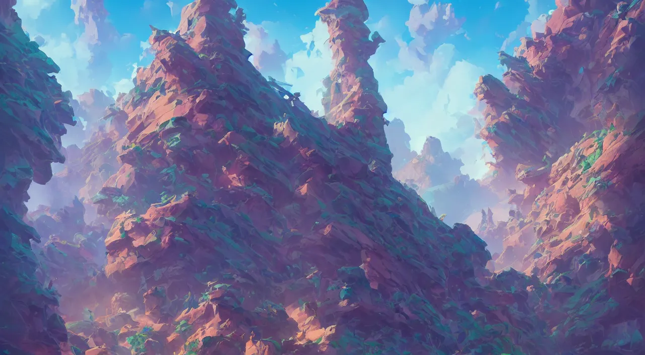 Image similar to flag colored wall fortress greeble illusion landscape wonderworld paradize, behance hd by jesper ejsing, by rhads, makoto shinkai and lois van baarle, ilya kuvshinov, rossdraws global illumination