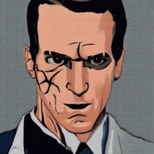 Prompt: cyborg Patrick Bateman