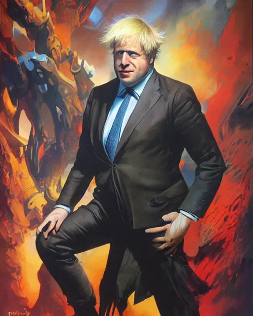 Prompt: Boris Johnson by Peter Andrew Jones, hyper detailed