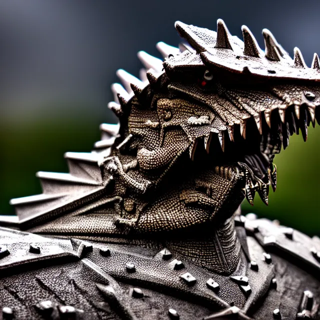 Prompt: armoured dragon, highly detailed, 8 k, hdr, smooth, sharp focus, high resolution, award - winning photo