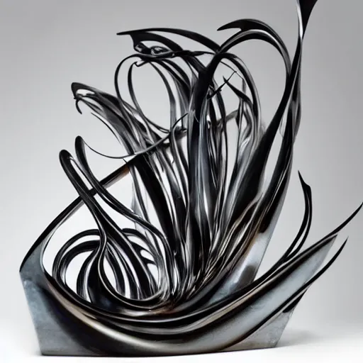 Image similar to 3 d liquid forms in metal abstract sculpture