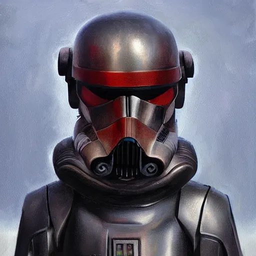 Image similar to realistic star wars armor character, painting by bryan matyas