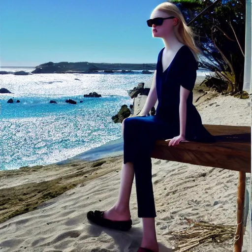 Image similar to Elle Fanning looking at the ocean by Edward Hoppper