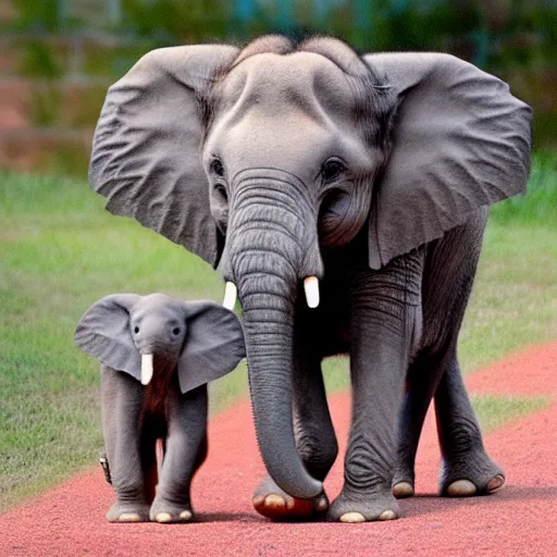 Prompt: baby elephant from south africa, the baby elephant is studying at harvard business school, realistic, detailed