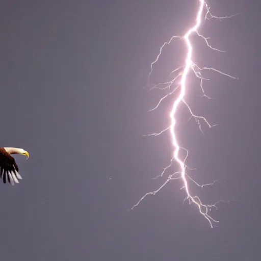 Image similar to Eagle flying in the sky with lightning trailing it