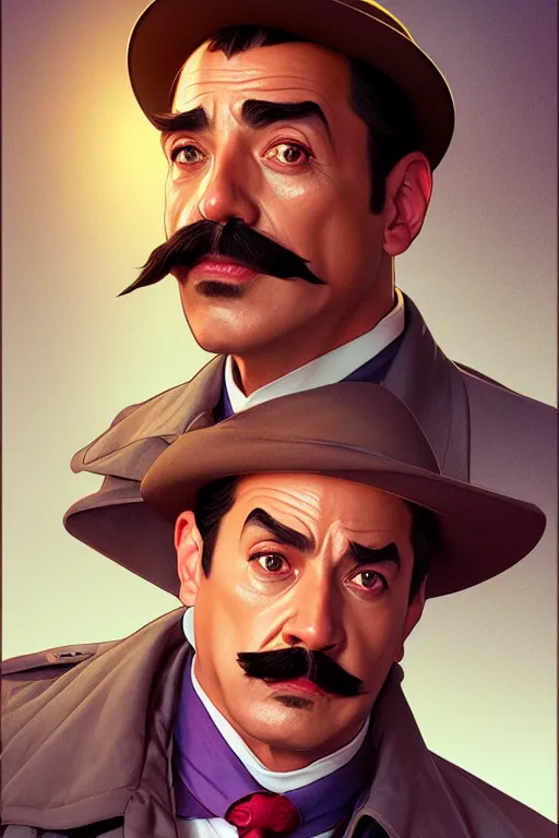 Image similar to Inspector Clouseau as a character, realistic portrait, symmetrical, highly detailed, digital painting, artstation, concept art, smooth, sharp focus, illustration, cinematic lighting, art by artgerm and greg rutkowski and alphonse mucha