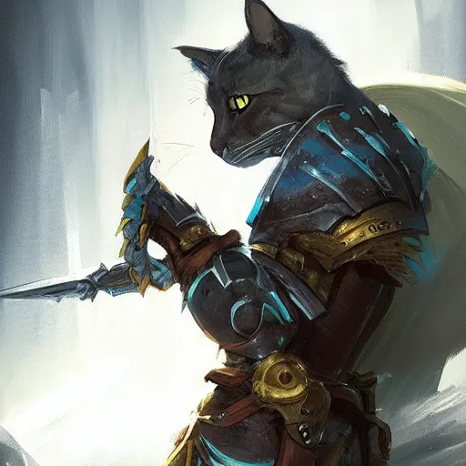 Prompt: cat as a fantasy knight by greg rutkowski