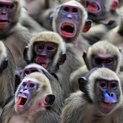 Prompt: an army of laughing monkeys