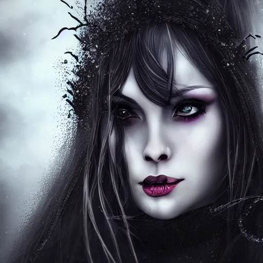 Prompt: beautiful dark witch portrait cinematic, realistic, detailed