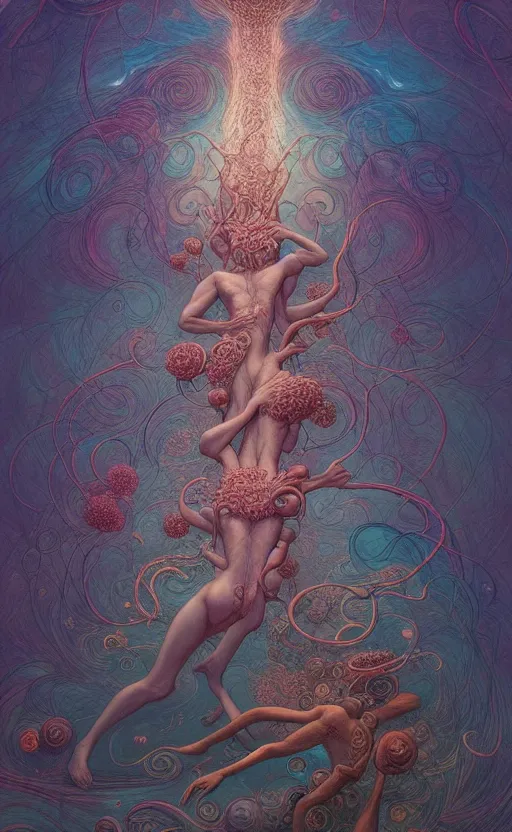Prompt: a whirlwind of human astral bodies rushing towards the light in the bardo, etheric, gorgeous, great barrier reef, intricate, in the style of james jean, brian froud, zdzisław beksinski, hyperdetailed, sharp focus, intricate concept art, digital painting, ambient lighting, 1 6 k, trending on artstationhq, hyper quality,