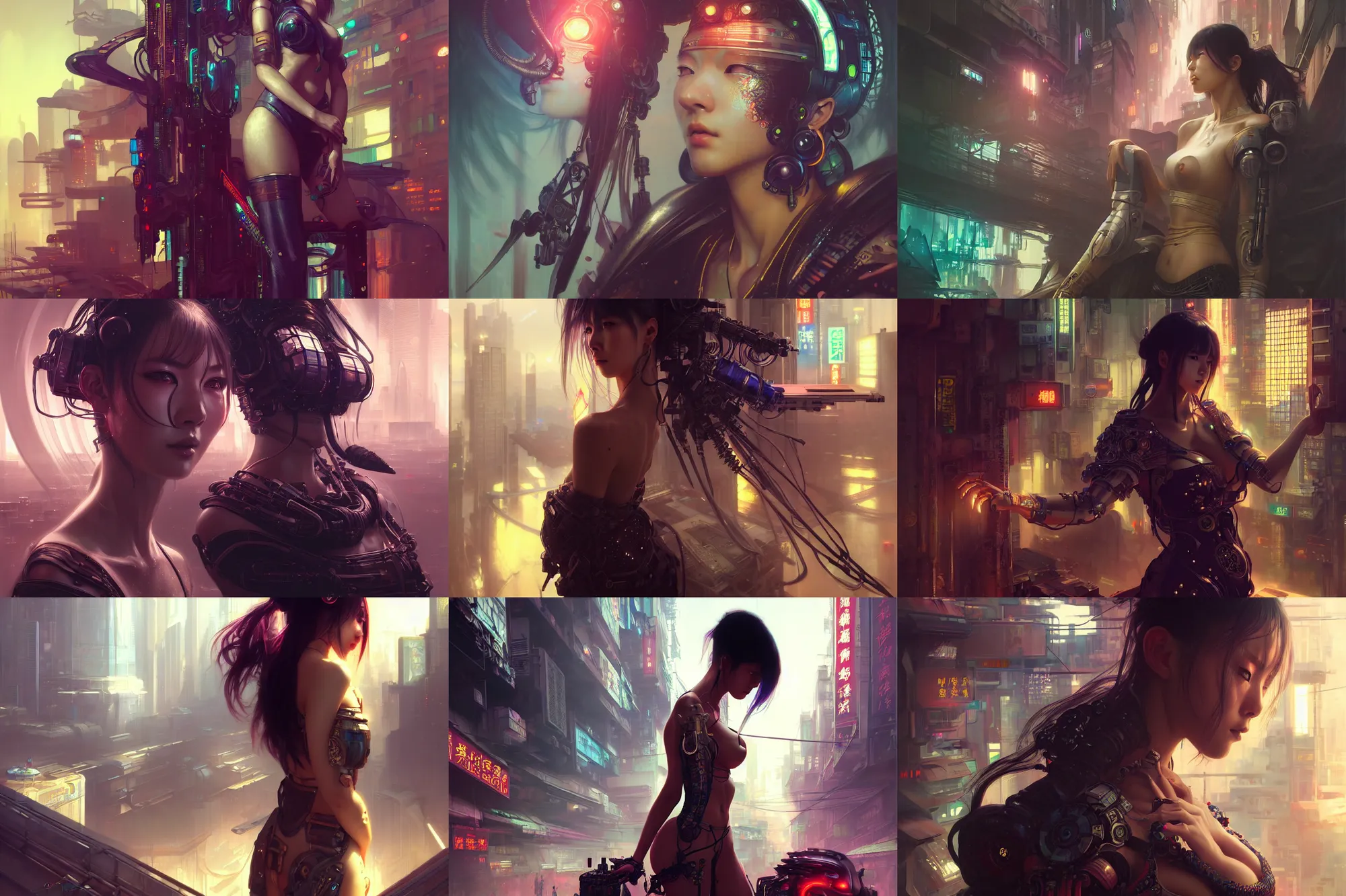 Prompt: ultra realistic beautiful cyberpunk kowloon techno art, beautiful alluring anime woman, sci - fi, fantasy, intricate, elegant, highly detailed, digital painting, artstation, concept art, smooth, sharp focus, illustration, art by artgerm and wlop and tian zi and alphonse mucha and greg rutkowski