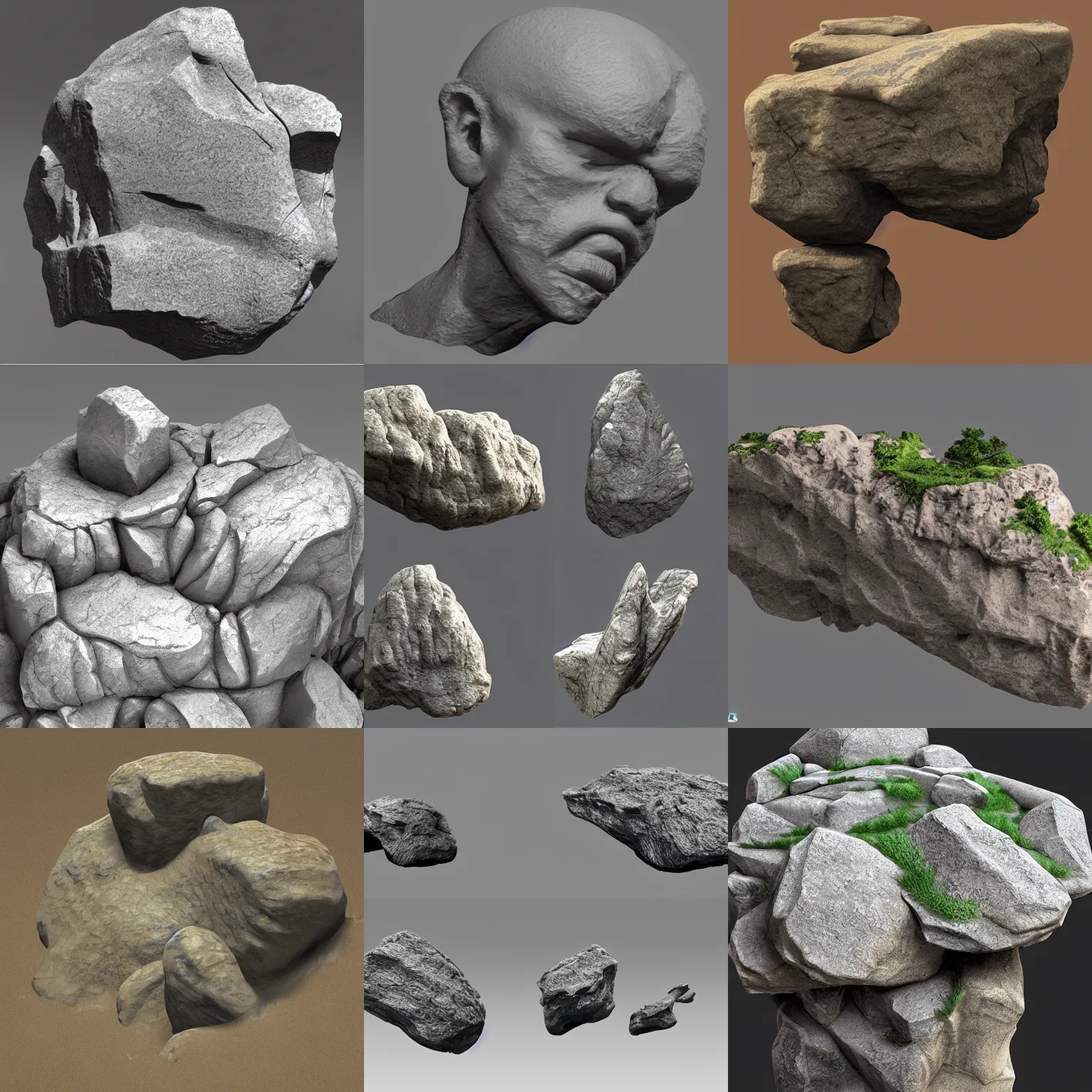 Prompt: 3 d model rocks, cliff, artstation