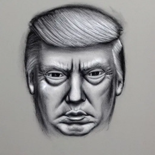 Image similar to creepy criminal police sketch of donald trump, uncanny!!!!!!!!