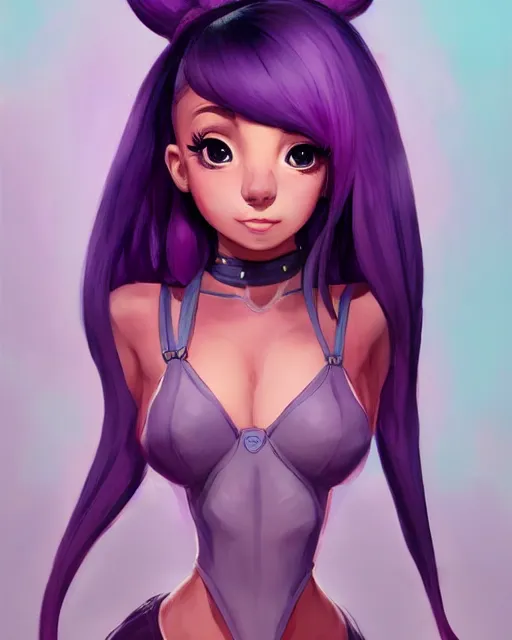 Prompt: beautiful Ariana Grande purple hair tattoos symmetrical face eyes full length fantasy art icon, 2d art cover , official fanart behance hd artstation by Jesper Ejsing, by RHADS, Makoto Shinkai and Lois van baarle, ilya kuvshinov, rossdraws