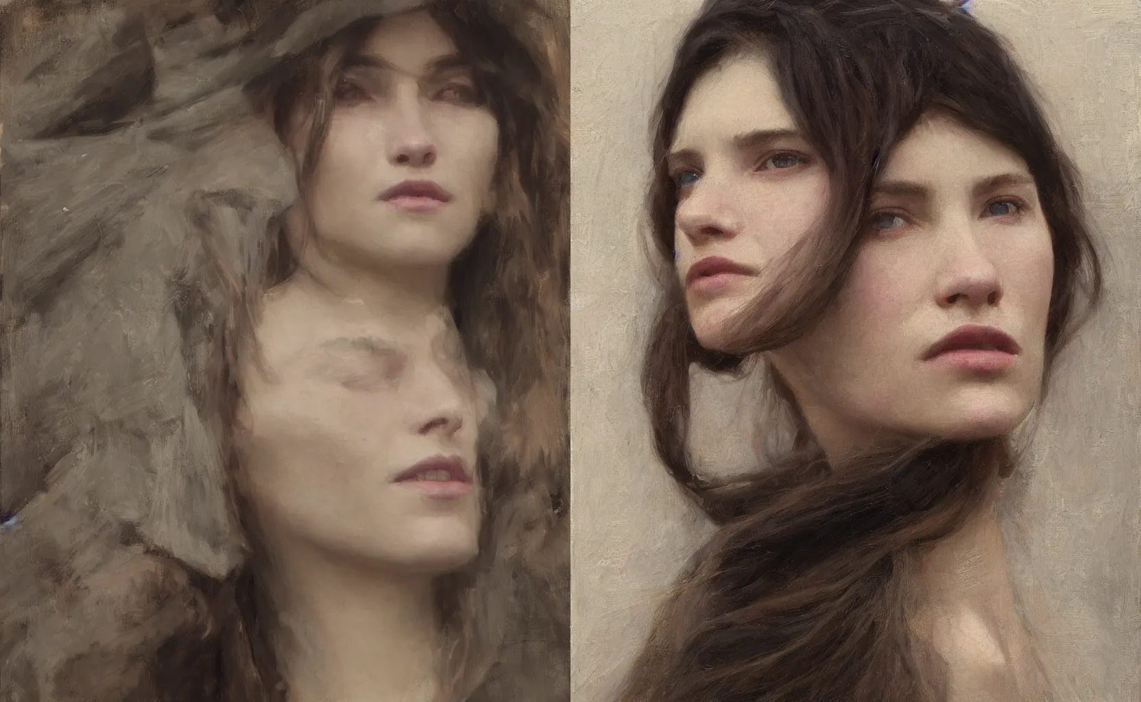 Prompt: Painting by Jeremy Lipking, the face of a beautiful woman