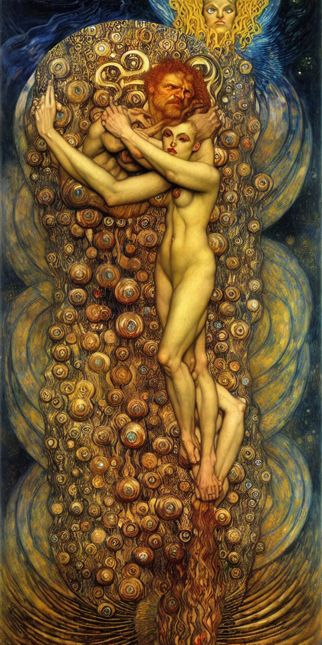 Image similar to Divine Chaos Engine by Karol Bak, Jean Delville, William Blake, Gustav Klimt, and Vincent Van Gogh, symbolist, visionary