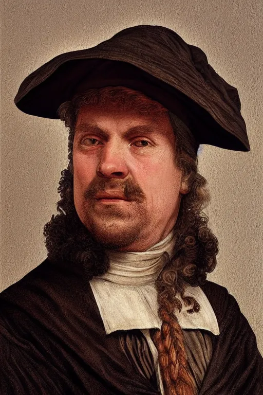 Prompt: portrait, headshot, digital art, 3d, of an old rich 17th century sailor, in tricorn hat, realistic, hyperdetailed, chiaroscuro, concept art, art by Franz Hals