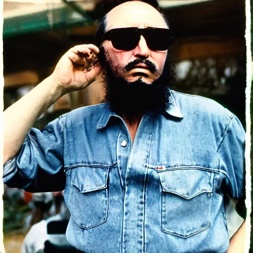 fidel castro wearing sunglasses and denim!!!!!