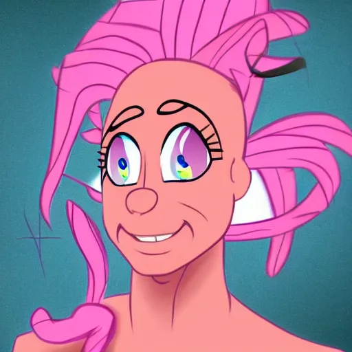 Prompt: man in the process of morphing into Pinkie Pie from My Little Pony, man turning into pony, trending on artstation