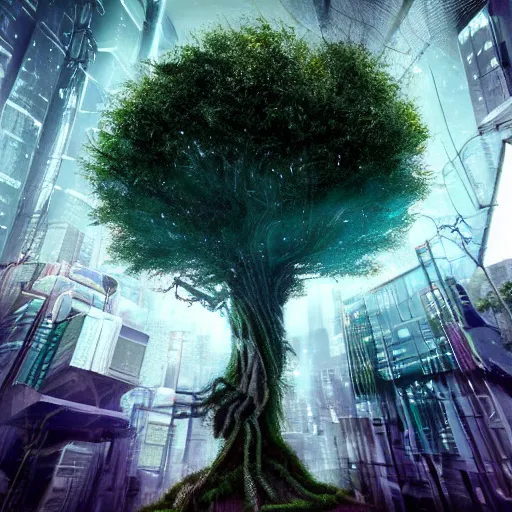 Prompt: a { { cyberpunk } } tree