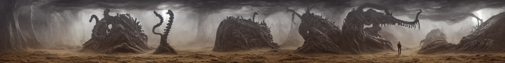 Image similar to photo of xenomorph London, Les Edwards, Zdzislaw Beksinski, Carl Gustav Carus, John Harris, Michal Karcz, Zhang Kechun, Mikko Lagerstedt, Scott Listfield, Steven Outram, Jessica Rossier.