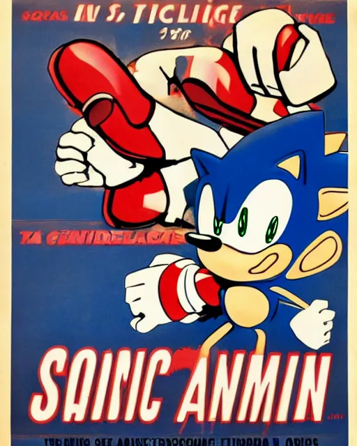 Image similar to sonic the hedgehog american propaganda poster, ww 2