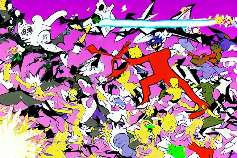 Image similar to The final battle in Homestuck, high quality screenshot