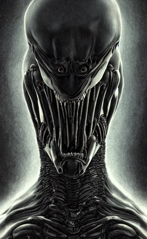 Prompt: portrait of xenomorph, hr giger, 8 k, fantasy, dark, highly detailed