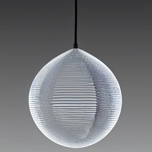 Image similar to FDM 3D printed light fixture, professional product photography, extremely beautiful, design award winner, pastel, dramatic lighting, chromatic filament, award winning, popular, 8k, 4k