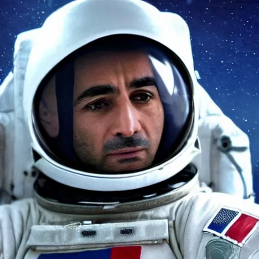 Image similar to close - up of a kurdish astronaut in a movie directed by christopher nolan, movie still frame, promotional image, imax 7 0 mm footage