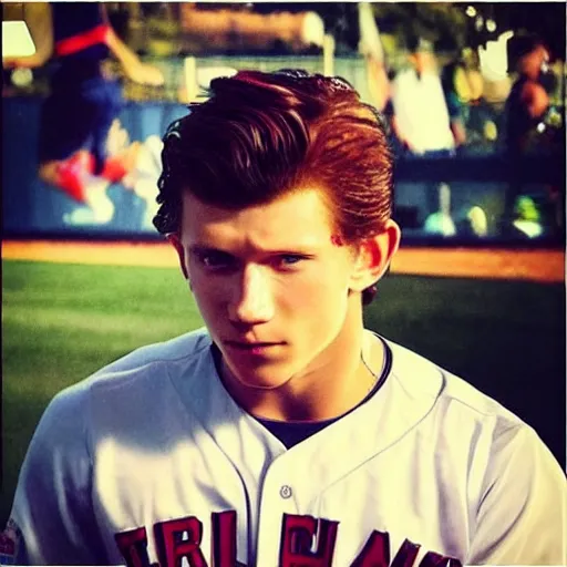 Prompt: “a realistic photo of a guy who is an attractive baseball player man who is part cyborg and part humanoid, who is a robot, Tom Holland”