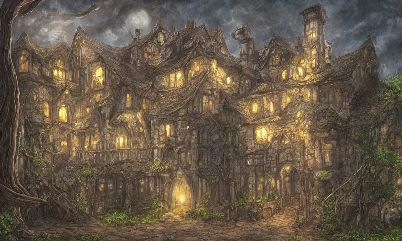 Prompt: bandoned magic wizard\'s house. Fantasy art