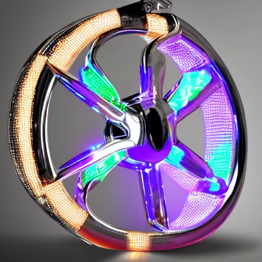 Image similar to chrome hoops lit by police lights, hyper detailed