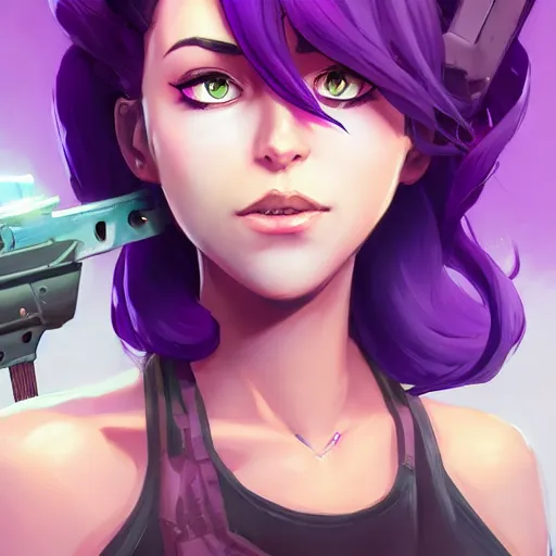 Image similar to beautiful female purple hair fantasy art apex fortnite Video game icon, 2d game art gta5 cover , official fanart behance hd artstation by Jesper Ejsing, by RHADS, Makoto Shinkai and Lois van baarle, ilya kuvshinov, rossdraws