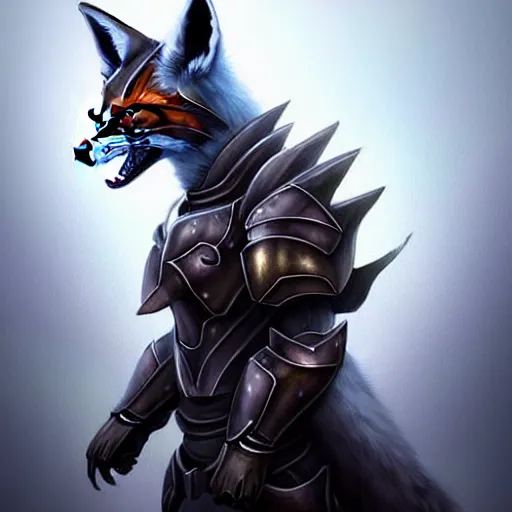 Image similar to fantasy art, armored fox, heavy armor, artstation, amazing fantasy art, award winning, trending