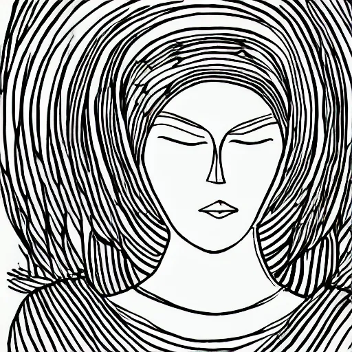 Prompt: single line drawing of an angel