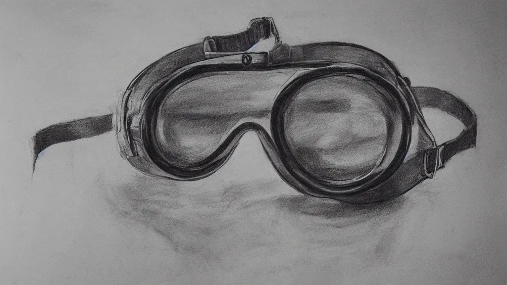 Image similar to charcoal drawing life the very crispest, neatest goggles