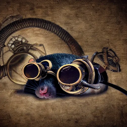 Prompt: a rat with steampunk googles, by 500px