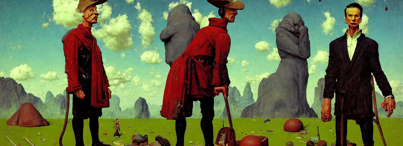 Image similar to full - body portrait surreal colorful clay fighting artstation rpg gentleman character concept art anatomy, action pose, very coherent and colorful high contrast masterpiece by norman rockwell franz sedlacek hieronymus bosch dean ellis simon stalenhag rene magritte gediminas pranckevicius, dark shadows, sunny day, hard lighting, reference sheet white! background