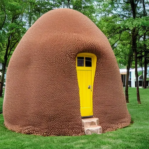 Prompt: a giant anthill in the shape of an old-fashioned schoolhouse