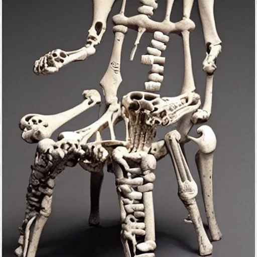 Image similar to a chair made out of bones,