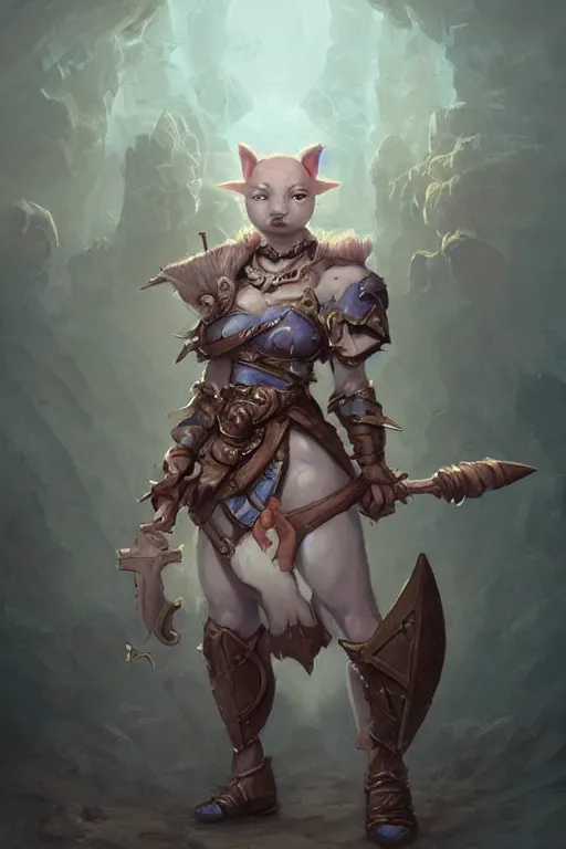 Image similar to anthropomorphic warrior piglet, pale blue armor, cute and adorable, pretty, beautiful, DnD character art portrait, matte fantasy painting, DeviantArt Artstation, by Jason Felix by Steve Argyle by Tyler Jacobson by Peter Mohrbacher, cinematic lighting