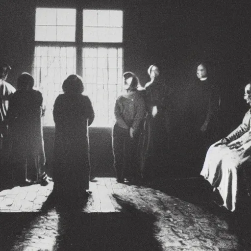 Image similar to a seance in a dark room, photo still