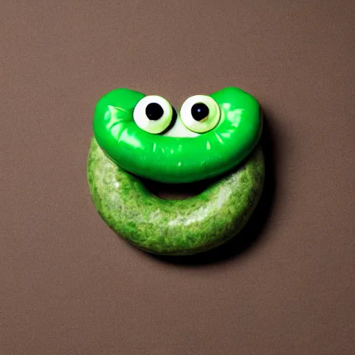 Image similar to Green Sausage with eyes and fangs